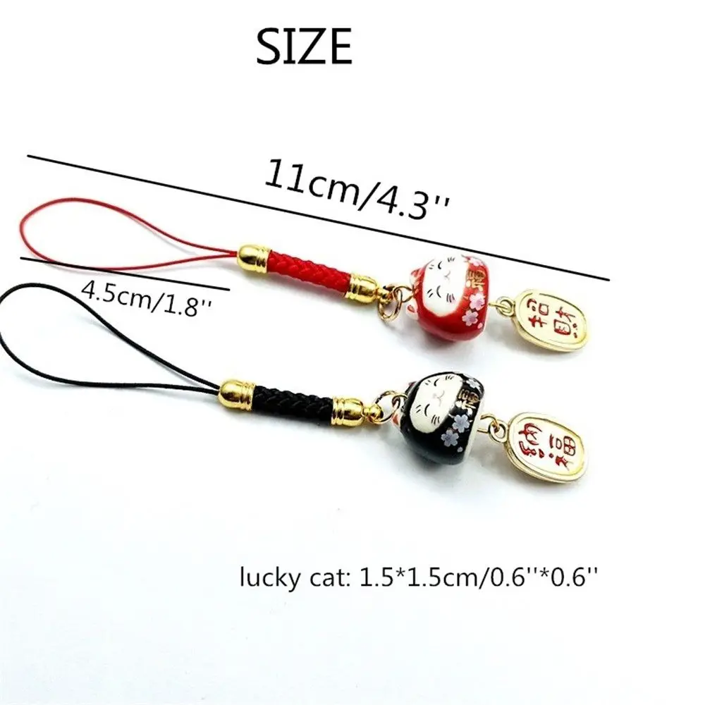 เชือกตกแต่งแขวนกระเป๋าญี่ปุ่นอุปกรณ์เสริมสายรัดโทรศัพท์ Lucky Cat สายรัดกุญแจโทรศัพท์