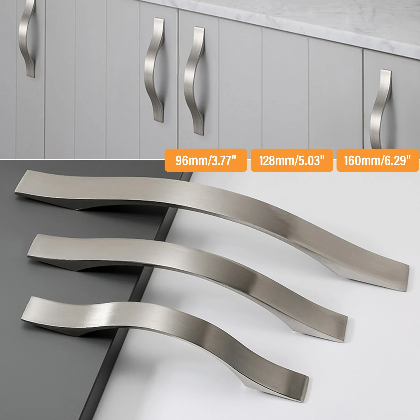 

96mm/128mm160mm Modern Simplicity Nickel Drawing Cabinet Drawer Handle Aluminum Alloy Solid Hand