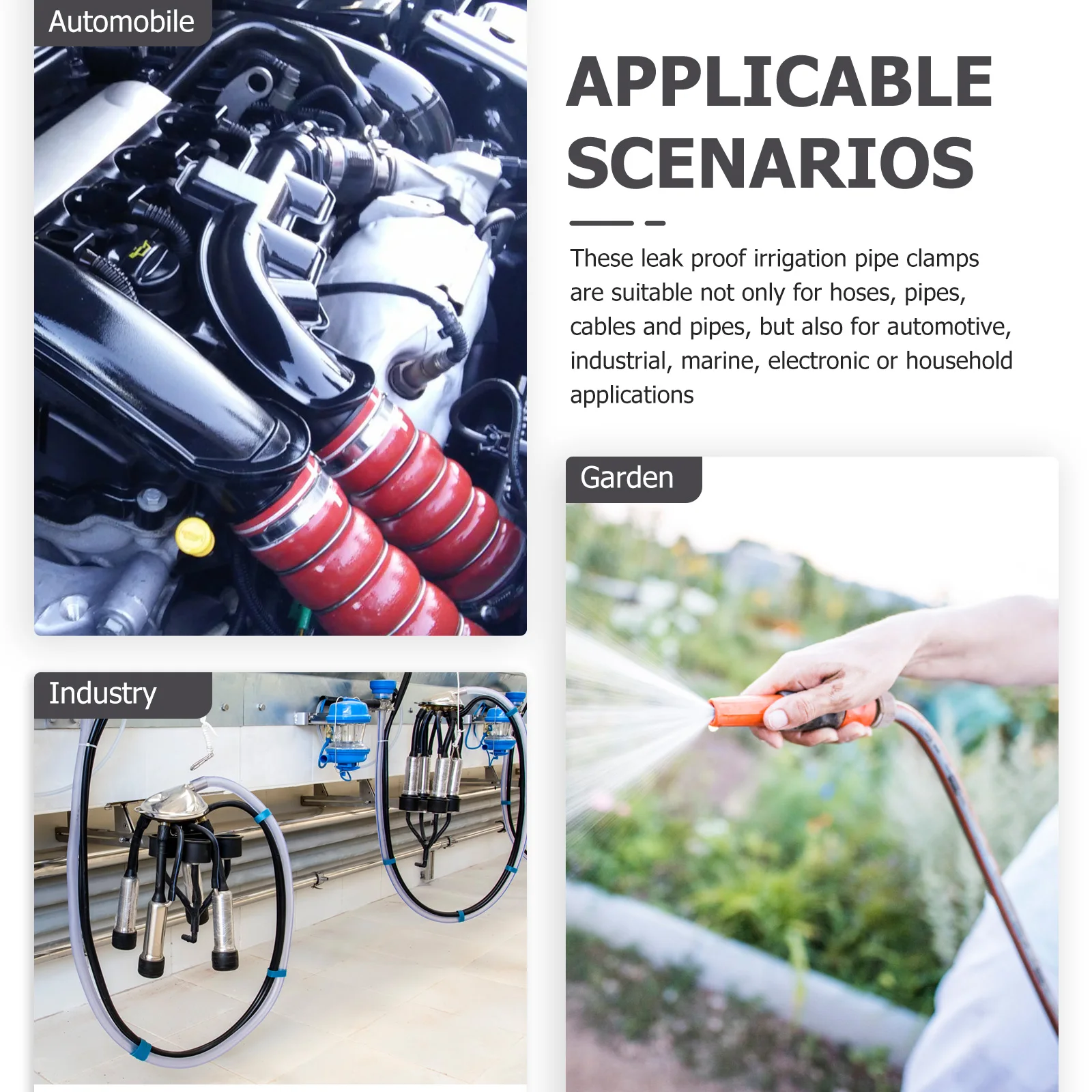 

200pcs Stainless Steel Hose Clamps Water Pipe Wire Clips Durable Irrigation Fuel Silicone Automotive Garden Tools Easy Install