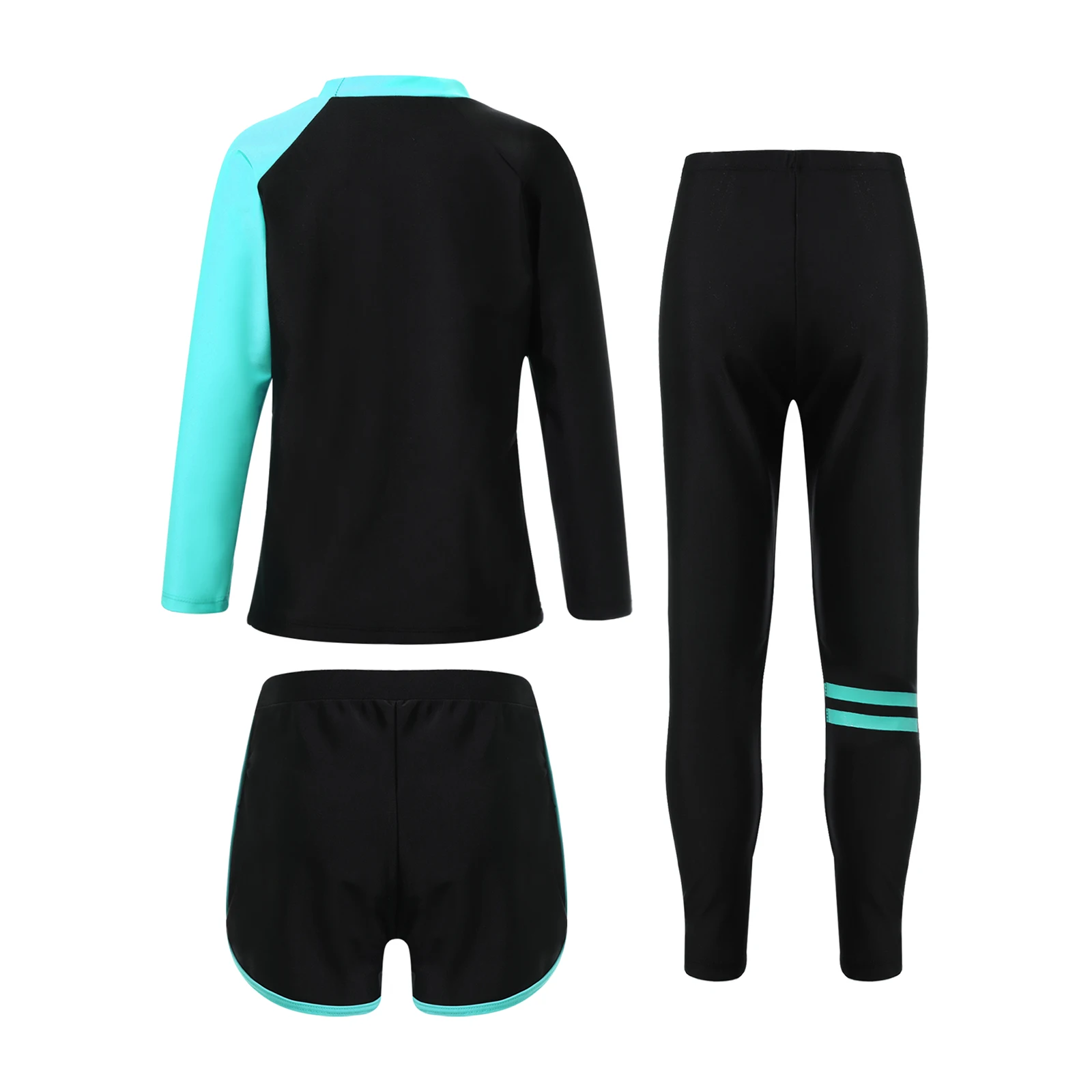 Kids Rash Guard Swimwear 3 Piece Swimming Sets Quickly Dry Swimsuit Sun Protection Long Sleeve Top+Shorts+Pants Swim Outfits