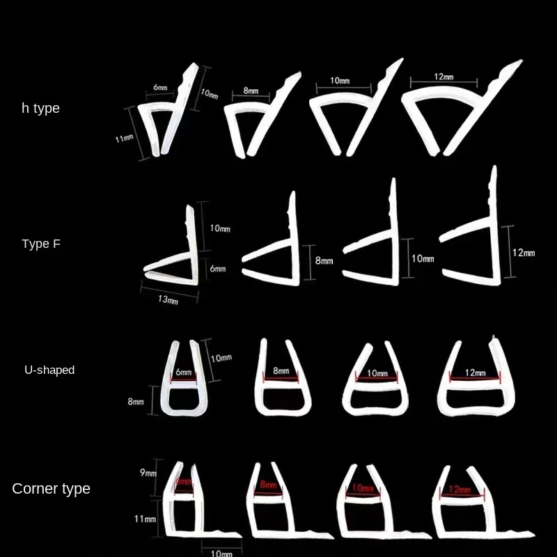 5 m Silikonkautschuk-Fensterdichtung, F U H-Winkeltür, wind- und wasserbeständig, schalldichte Platte im Duschraum, 6/8/10/12 mm