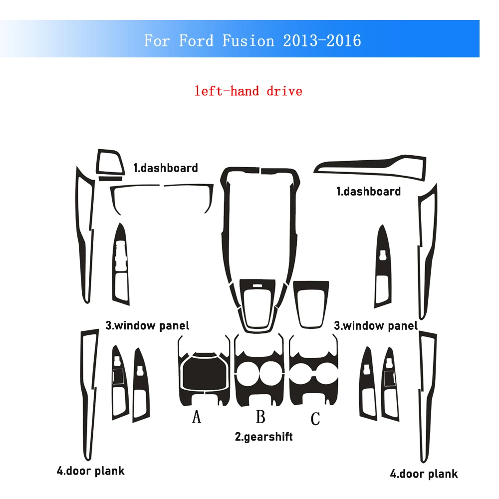 

Carbon Fiber For Ford Fusion 2013-2016 Car Film Interior Sticker Center Console Gear Dashboard Air Door Handle Lift Panel