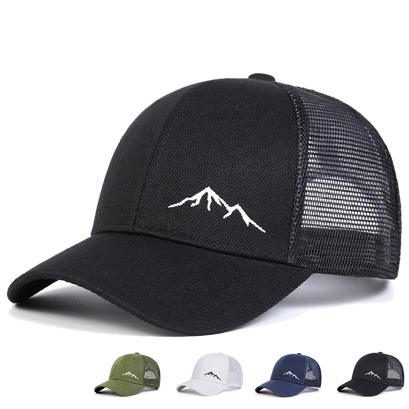 Gorras de Béisbol Unisex Minimalistas con Bordado de Montaña, Gorras Casuales Ajustables para Primavera y Verano, Gorra de Protección Solar