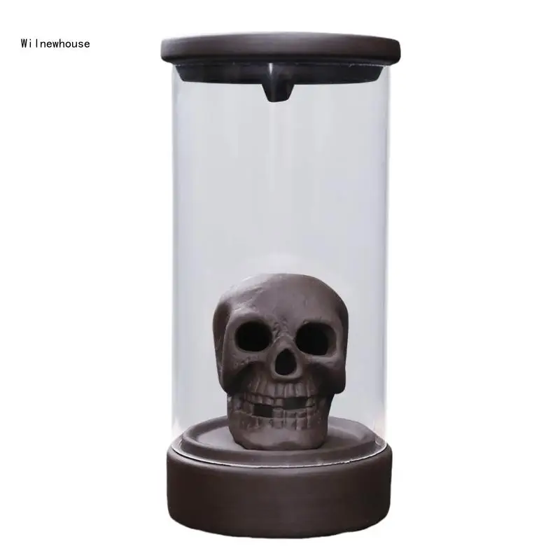 

LED Skull Backflow Incenses Cones Holders Ceramics for Relaxation and Decors Dropship