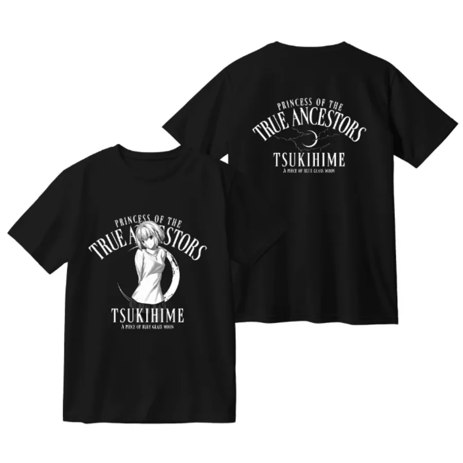Anime Tsukihime A Piece of Blue Glass Moon Graphics T-shirt Women Men Arcueid Brunestud Cosplay Short Sleeve Oversized Tshirt