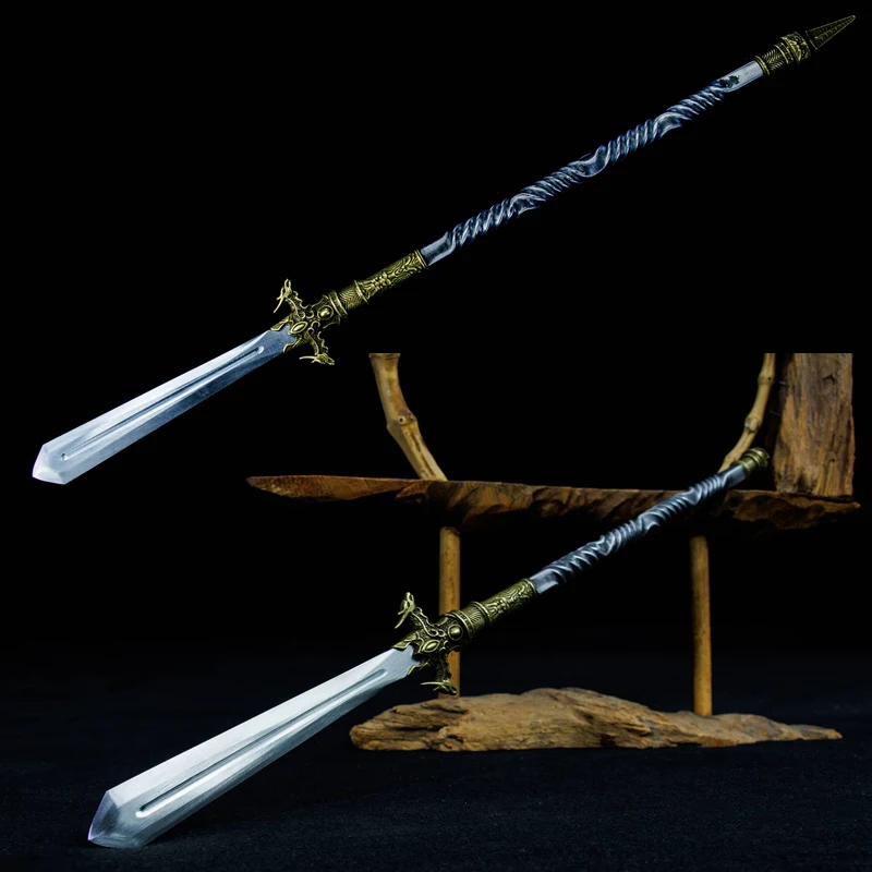 39CM Chinese Short Spear Sword,Real Metal Blade,Iron Handle,Child Wushu Practice Props,Gift,Cosplay Swords,Non Sharp