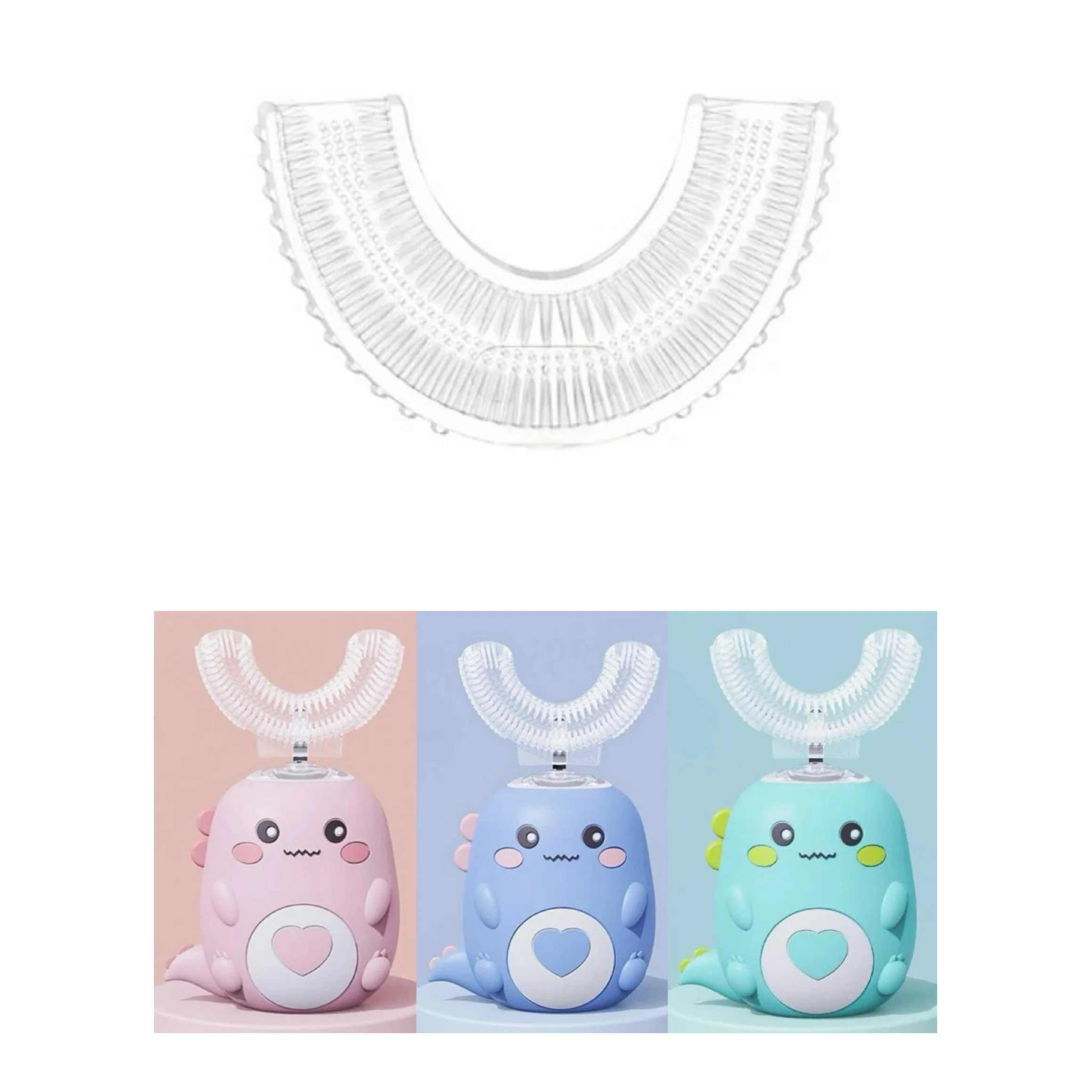 Replacement Toothbrush Heads for Children U-shaped Electric Toothbrush 360 Degrees Kids Silicone Toothbrush Accessories Nozzles