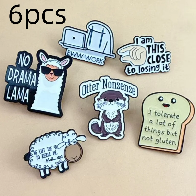 6pc/5pcs Cute Animal Series Brooch Enamel Pins Cartoon Kawaii Capybara Cat Animal Dog Brooches Backpack Lapel Badge Jewelry Gift