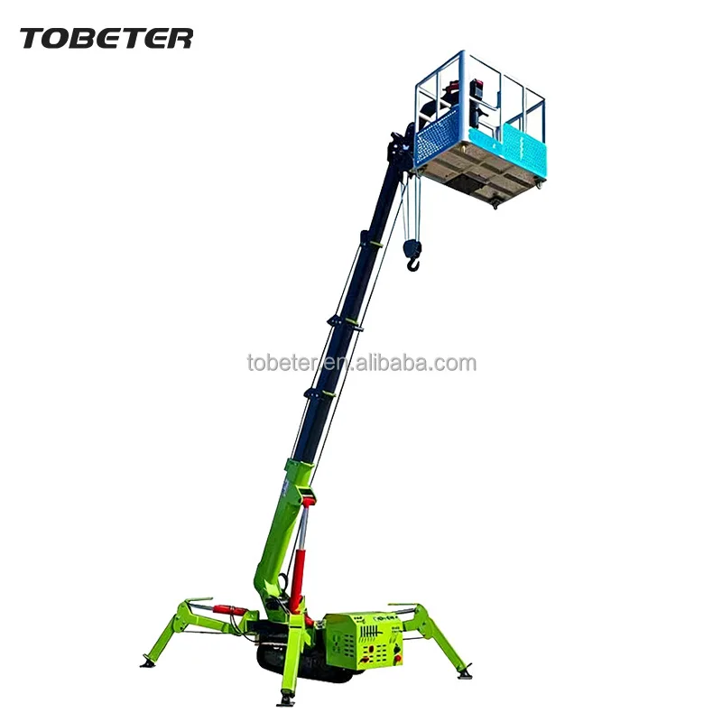 Tobeter Hot Selling Remote Control 10 Ton Spider Type Cranes Factory Spider Crane Crawler 21m Lifting Glass Lifter Price