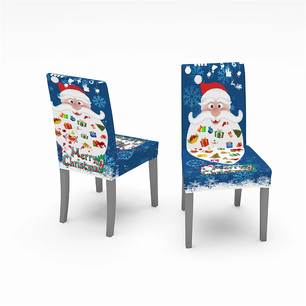 Christmas decoration digital printing universal all inclusive elastic chair cover, home dining table chair cover