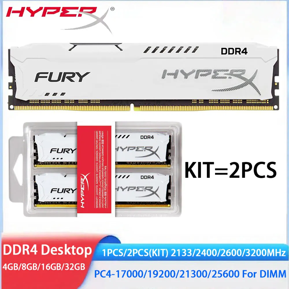 

HYPERX Memoria DDR4 Desktop RAM 16GB 32GB 4G 8GB 2133 3200MHz 2400 2666MHz DIMM Memory 1.2V 288Pin PC4-25600 21300 19200 PC RAMs