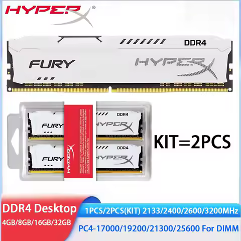 HYPERX Memoria DDR4 Desktop RAM 16GB 32GB 4G 8GB 2133 3200MHz 2400 2666MHz DIMM Memory 1.2V 288Pin PC4-25600 21300 19200 PC RAMs