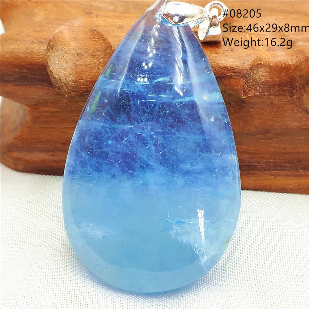 Natural Blue Aquamarine Clear Bead Pendant Necklace Water Drop Women Men Brazil Best Gift Jewelry Healing Stone AAAAAA