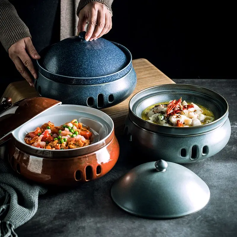 Handcrafted Japanese Ceramic Plate Kiln-Fired Multi-Function Heat Retaining Creative Dish for Restaurant And Home Decor