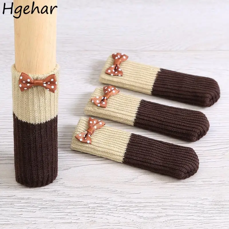 

Вязаные чехлы для ножек стула с бантом защита для ножек стола и обеденного стола износостойкая Бесшумная Нескользящая Крышка для ножек мебели