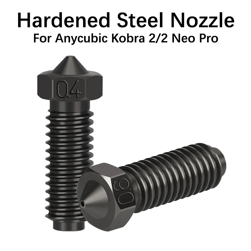 1/3/5/10pcs Hardened Steel Nozzles For Anycubic Kobra 2/2 Neo Pro Hight Flow Volcano Brass Nozzle 0.4/0.6/0.8mm 1.75mm Filament