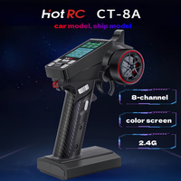 HOTRC 8-channel gun control CT-8A car and boat model color screen remote control 2.4G climbing drift car F08A receiver