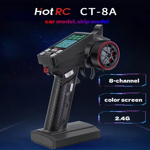 HOTRC 8 canali pistola di controllo CT-8A modello di auto e barca schermo a colori telecomando 2.4G arrampicata deriva auto ricevitore F08A