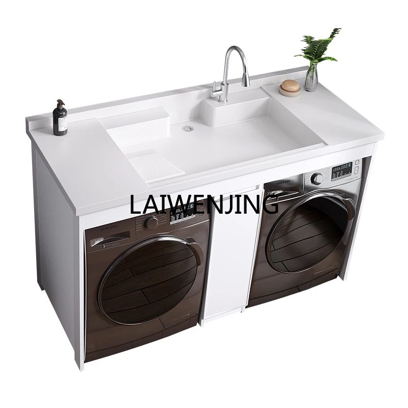 MJY custom balcony double washing machine cabinet with rubbing board combination space aluminum laundry cabinet