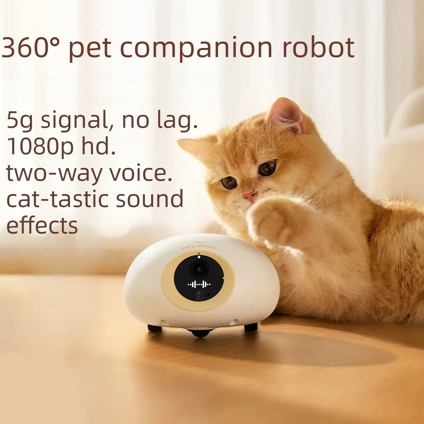 New PETSJOURNEY Pet Monitoring Camera Customized Mini Smart Robot Wi-Fi 5G Multiple Functions for Household Pet Companionship