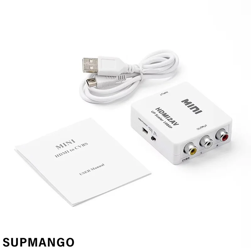 HDMI To AV RCA Adapter HDMI Converter MINI Box RCA AV CVSB LR Video Composite AV Scaler Converter For PC HDTV Projector