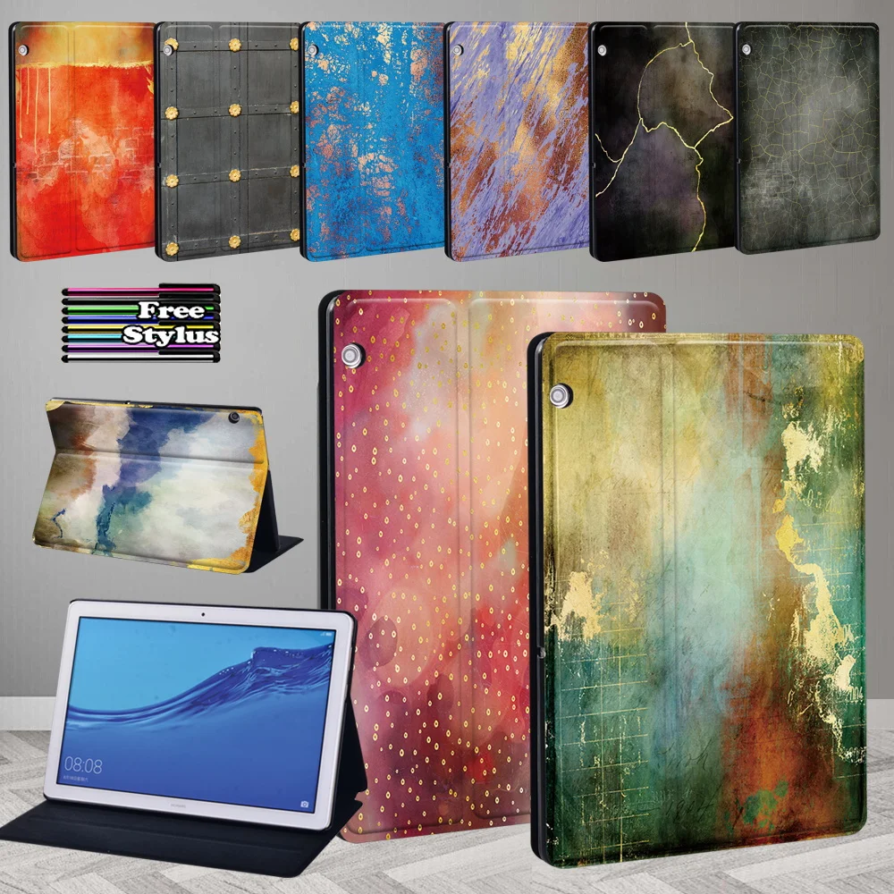 

Tablet Case for Huawei MediaPad M5 10.8"/M5 Lite 10.1"/M5 Lite 8/MediaPad T3 8.0/T5 10 10.1" Pu Leather Shockproof Cover+pen