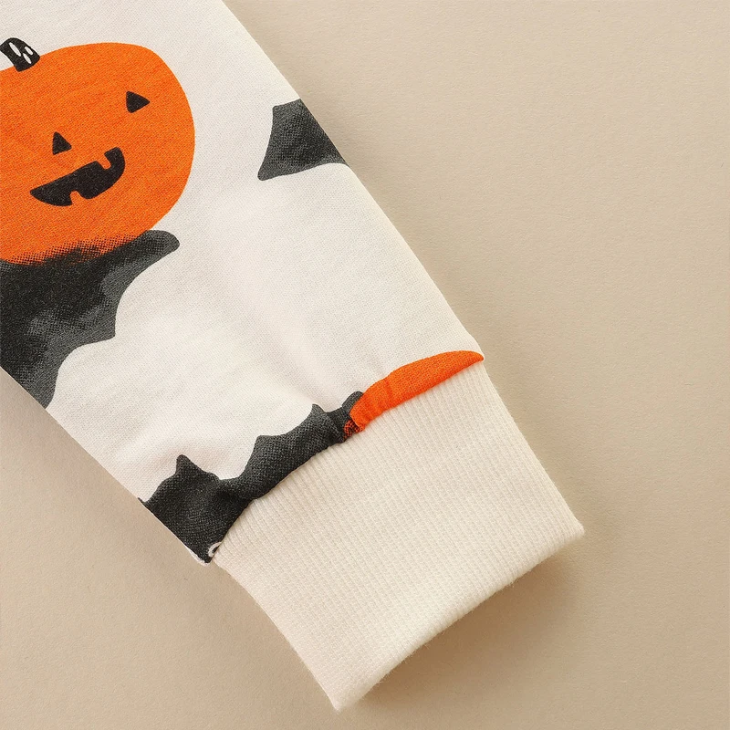 リトルメイブン 2025 ボーイズトップ服子供用ハロウィンカボチャコウモリスウェットシャツ服パーカー子供服