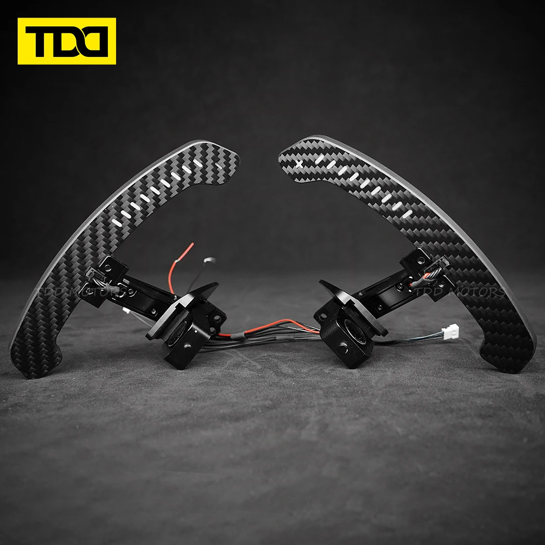 TDD LED Carbon Fiber Steering Wheel Magnetic Paddle Shifters Extension For Porsche 992 GT3 New Multi Color Shift Paddles