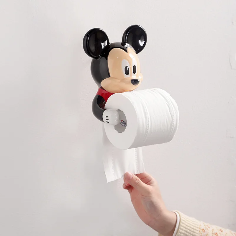 Kawaii Disney Anime Cute Cartoon Mickey Mouse Model Kitchen Upright Paper Towel Hanger No Punch Lazy Rag Holder Home Ornament