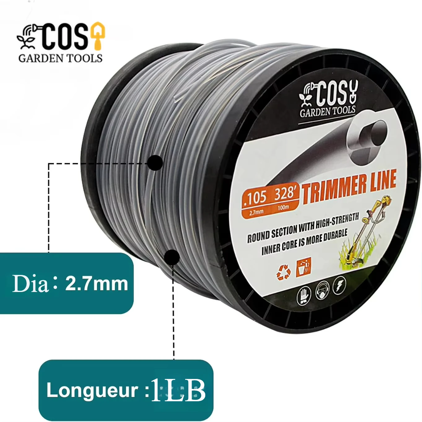 COSY 2.4/2.7/3.0/4.0 مللي متر * 1LB العالمي النايلون آلة تقطيع الفراشي خط دائم حاد العشب الانتهازي خط جزازة ملحق حديقة أداة