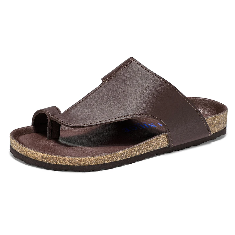 Summer Plus Big Size 48 49 Cork Slippers Men Women Clogs Flip Flops Microfiber Leather Casual Sandals Unisex