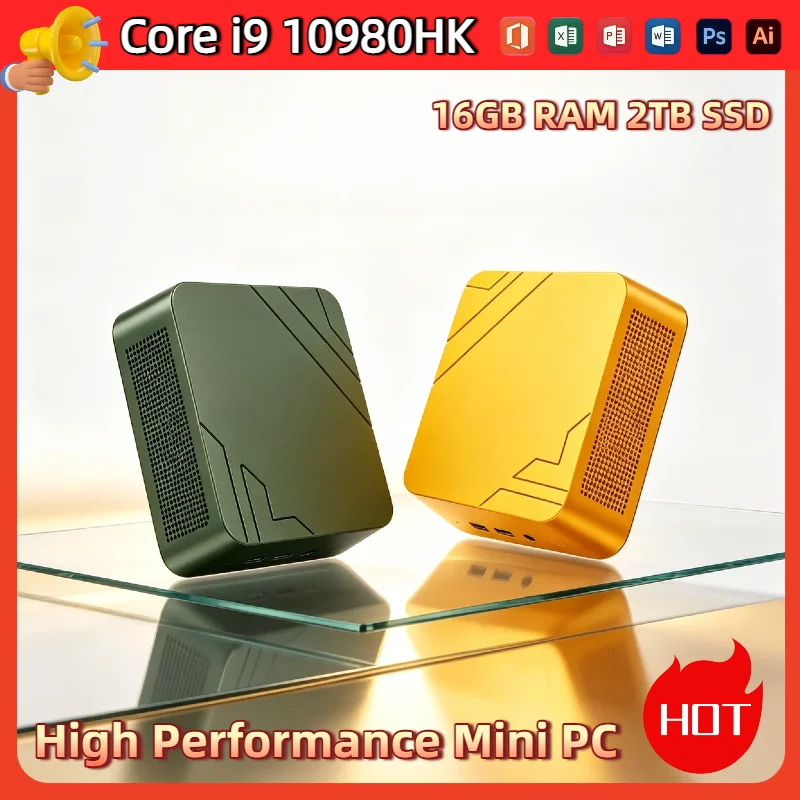 core-i9-10980hk搭載ミニpc、16gb-ram、2tb-nvme-ssd、トリプル4kディスプレイ、wifi6対応、高性能デスクトップ、オフィス・ホーム用小型パソコンpro