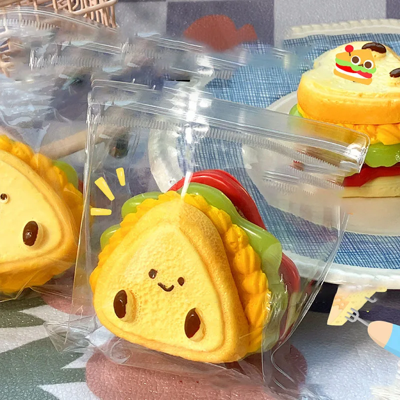 Fidget Mochi Taba Squish Extra Thick Sandwich Squeeze Toy Kids Toast Layered Burger Split Sandwich Toy Antistress Autism Gift