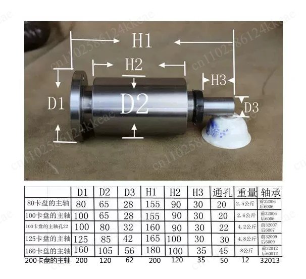 80/100/125/160 small lathe spindle, high-strength screw connection, woodworking lathe, headstock assembly, with flange