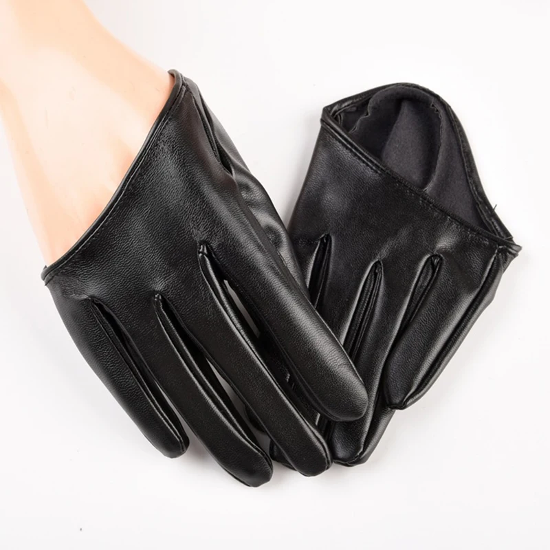 Gants demi-l'hypothèse en cuir PU pour femmes, mitaines courtes noires, gants assiste, gants de performance de fête, mode sexy, 216.239., 1 paire