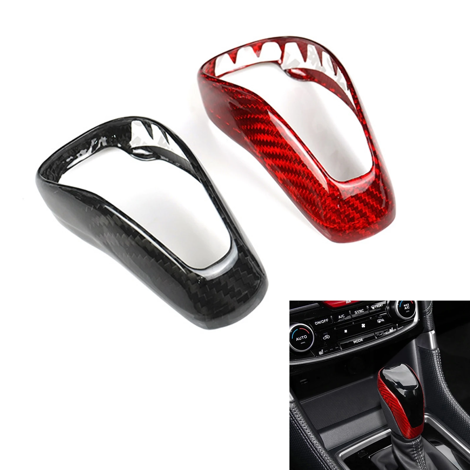 For Subaru Forester Outback Impreza XV 2018-2022 Gear Shift Knob Cover Black/Red Carbon Fiber Shifter Head Shell Cap