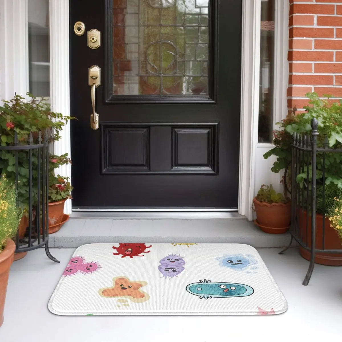 Cute Microbes Bacteria Virus Ecoli Micro Biology  Home Floor Mat Anti-slip Carpet Rug for Living room Footpad Mats