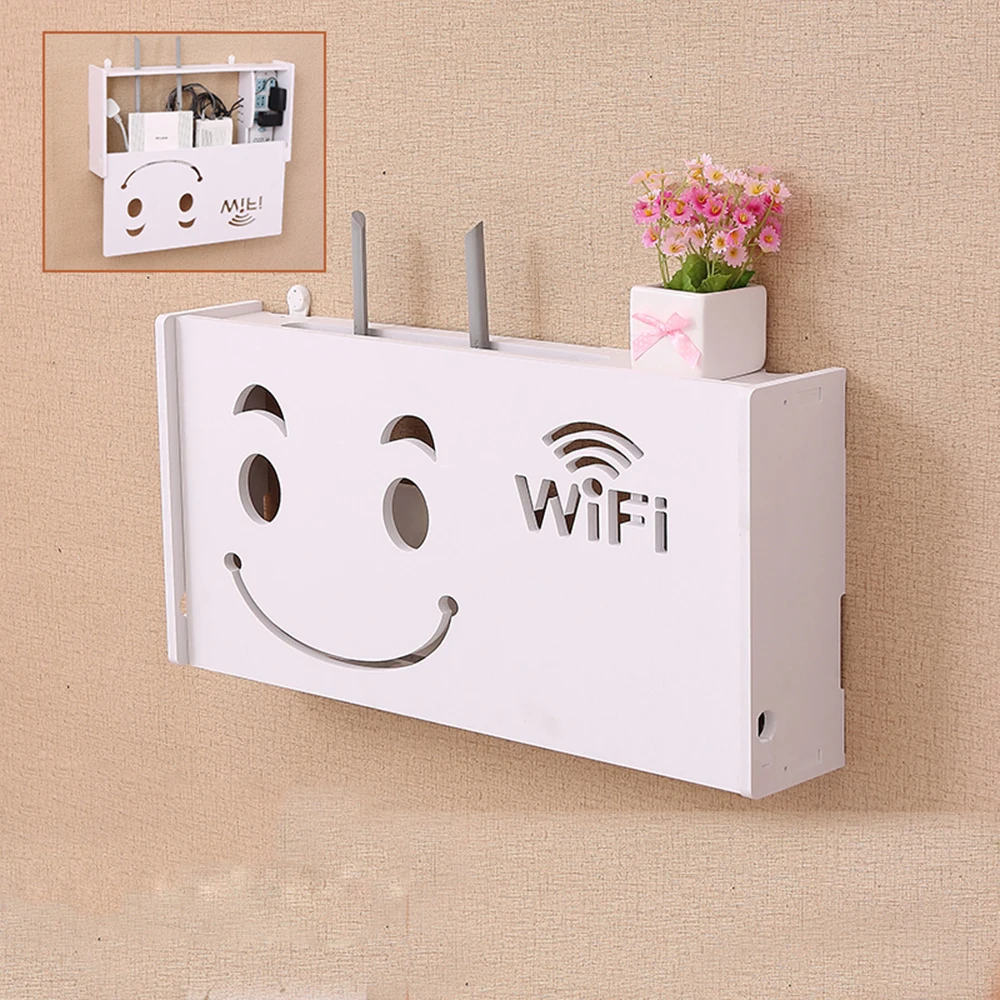 Wireless Wifi Router Box Wood-Plastic Shelf Wall Hangings Bracket Cable Storage Large Size Home Wall Hanging Router Box