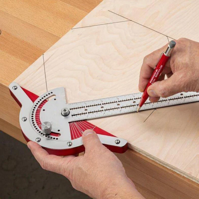 O50 Woodworkers Edge Ruler Protractors Angles Woodworking Ruler Angles Measure Tool Stainless Steel Baseboard Crafts Carpenter