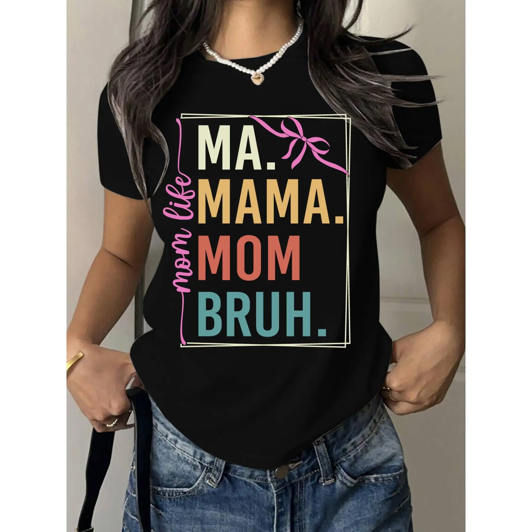 

Funny Mom T-shirt, Mom Life Sarcastic Graphic Tee, Mama Mommy Bruh Humorous T-shirt, Family Gift, New Saying Shirt