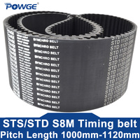 POWGE STD S8M Timing belt Lp=1000 1008 1016 1024 1032 1040 1048 1056 1064 1072 1080 1088 1096 1104 1112 1120 Width 15-85 Rubber