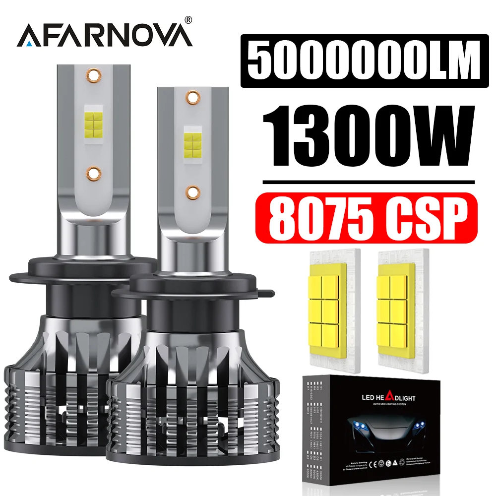 

5000000LM 1300W H7 LED Canbus H11 H1 H4 HB3 9005 HB4 9006 H8 9012 HIR2 LED Car Headlight 8075 CSP Bulb Auto Fog Light Motorcycle