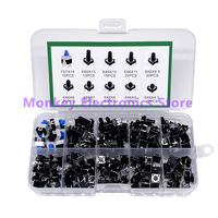 100/180/200pcs 10Models 6X6 Tact Switch Tactile Push Button Switch Kit Height 4.3 5~13MM DIP 4P Micro Switch7*7*14 Self-lockin