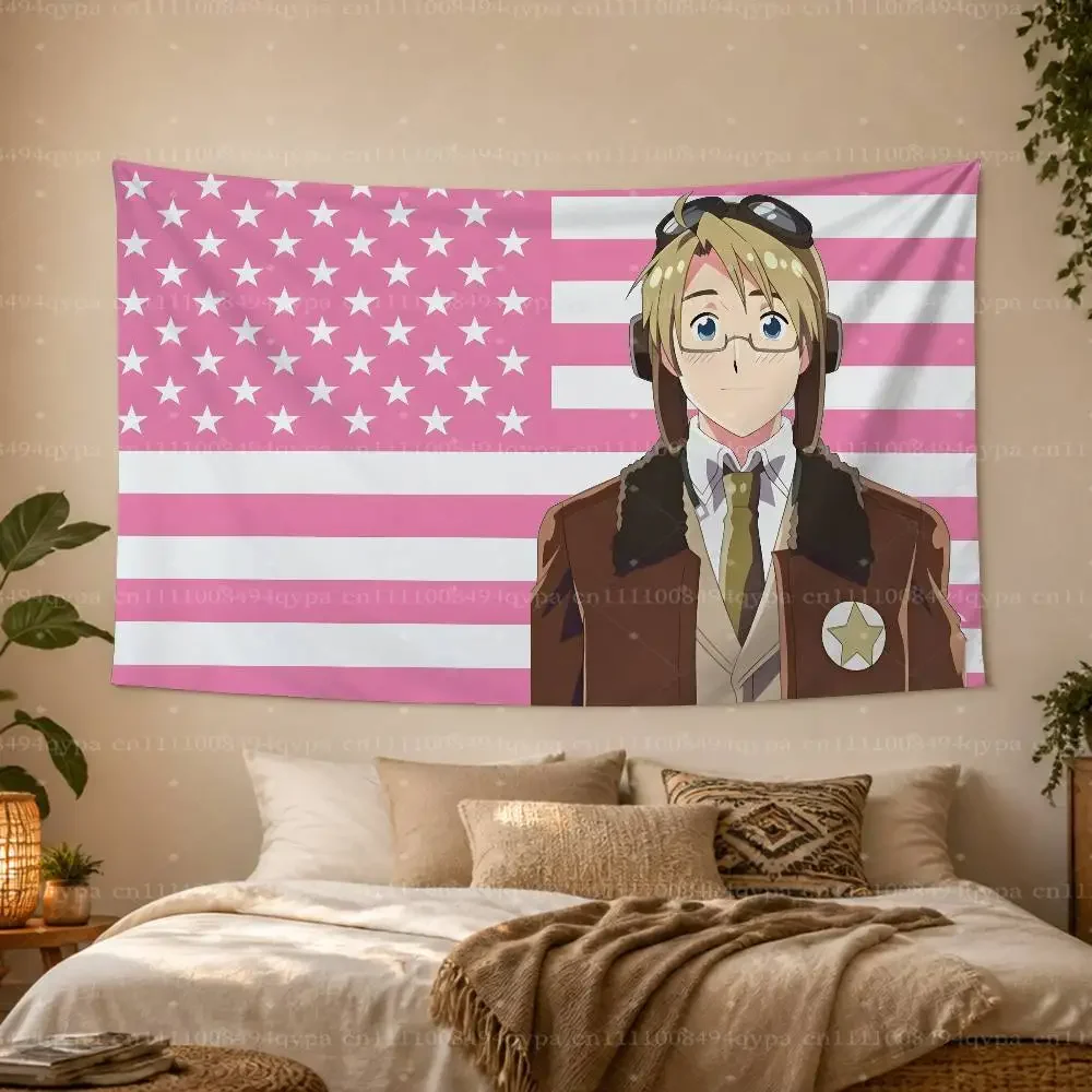 Alfred Jones H-Hetalia APH America American Flag with 4 Grommets Tapestry for Wall College Dorm Decor Outdoor Bedroom HD Banner