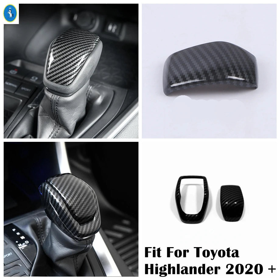 

Auto Gear Head Shift Knob Handle Handball Decor Cover Trim Fit For Toyota Highlander 2020 - 2024 Carbon Fiber Look Accessories