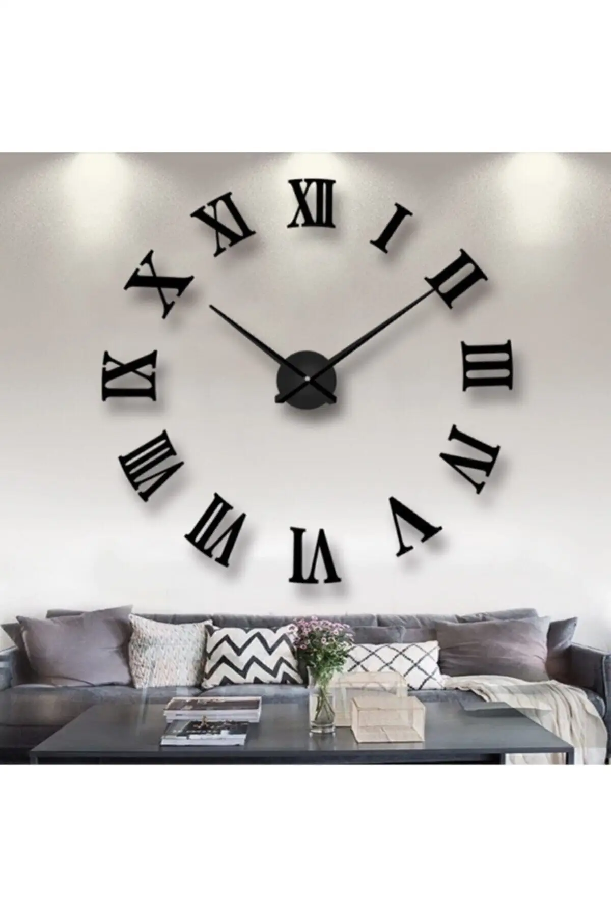 Black Wooden 3d Roman Numeral Wall Clock Roman Black