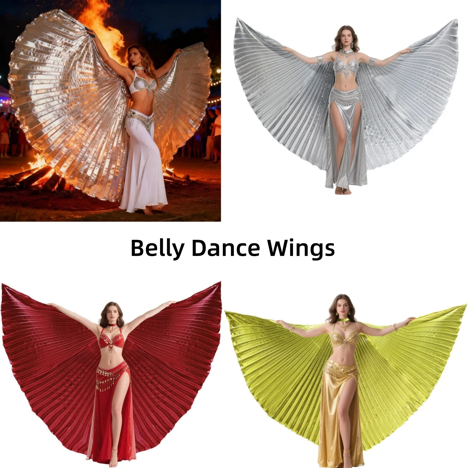 Alas de Isis egipcias para mujer, disfraz profesional de danza del vientre, dorado y plateado, para fiesta, carnaval, Halloween, decoración festiva