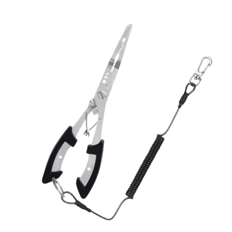 Multifunctional Fishing Pliers with Long Nose, Hook Remover, Corrosion-Resistant Stainless Steel, Safety Lanyard,Battery-Free
