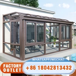 10*12FT Outdoor Permanent Wall Mounted Solarium with Detachable Polycarbonate Window Aluminum Lean to Gazebo Sun Room for Garden