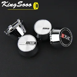 4PCS Universal SSR Wheel Center Cap Clip 56mm XXR Racing Emblem Sticker Sport Rim Caps Wheel Cover Hub Cap Black & Silver